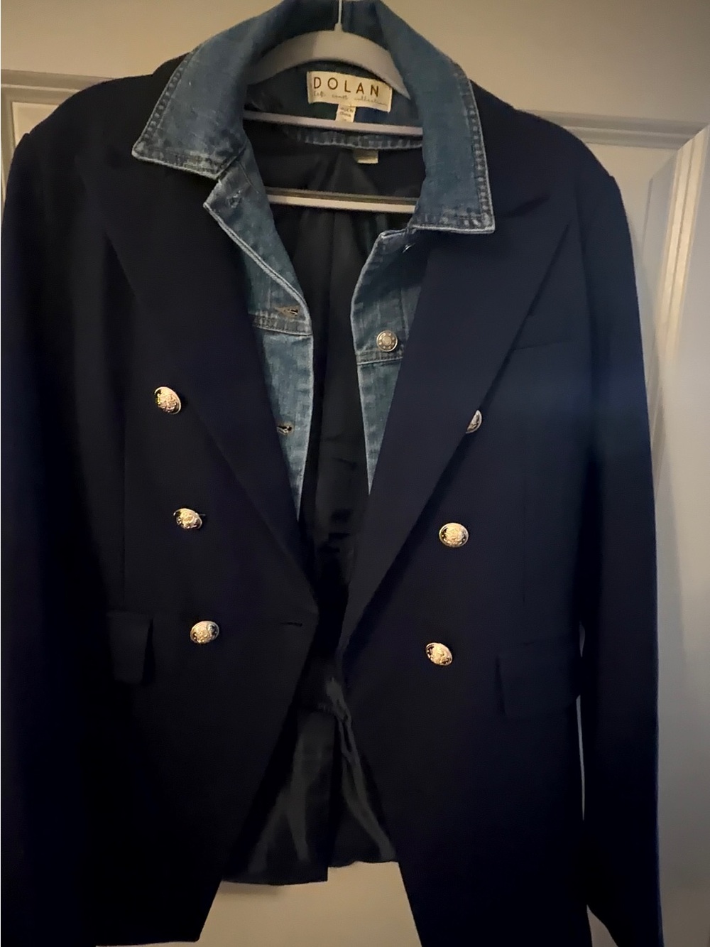 Anthropologie Navy Double-Breasted Blazer with Gold Buttons - Picture 2 of 4